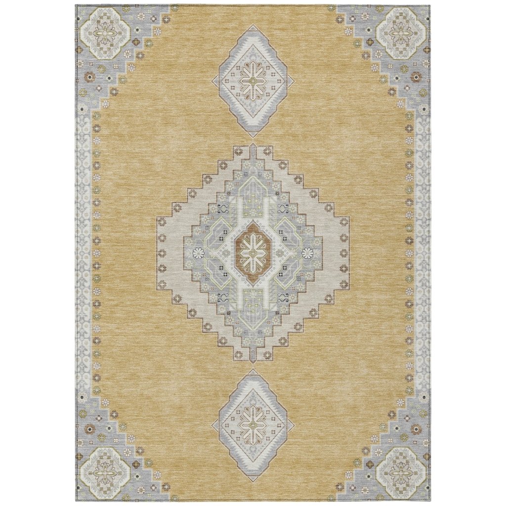 LOOMLAN Rugs Elira Gold Washable Indoor-Outdoor Rug