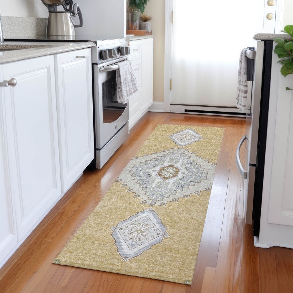 LOOMLAN Rugs Elira Gold Washable Indoor-Outdoor Rug