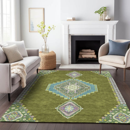 LOOMLAN Rugs Elira Green Washable Indoor-Outdoor Rug