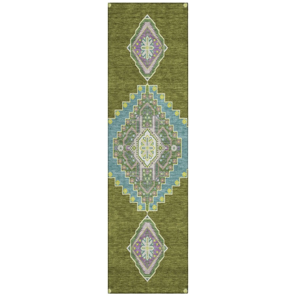 LOOMLAN Rugs Elira Green Washable Indoor-Outdoor Rug