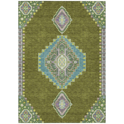 LOOMLAN Rugs Elira Green Washable Indoor-Outdoor Rug