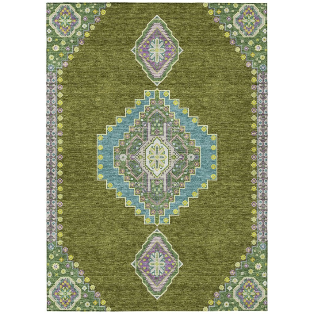 LOOMLAN Rugs Elira Green Washable Indoor-Outdoor Rug