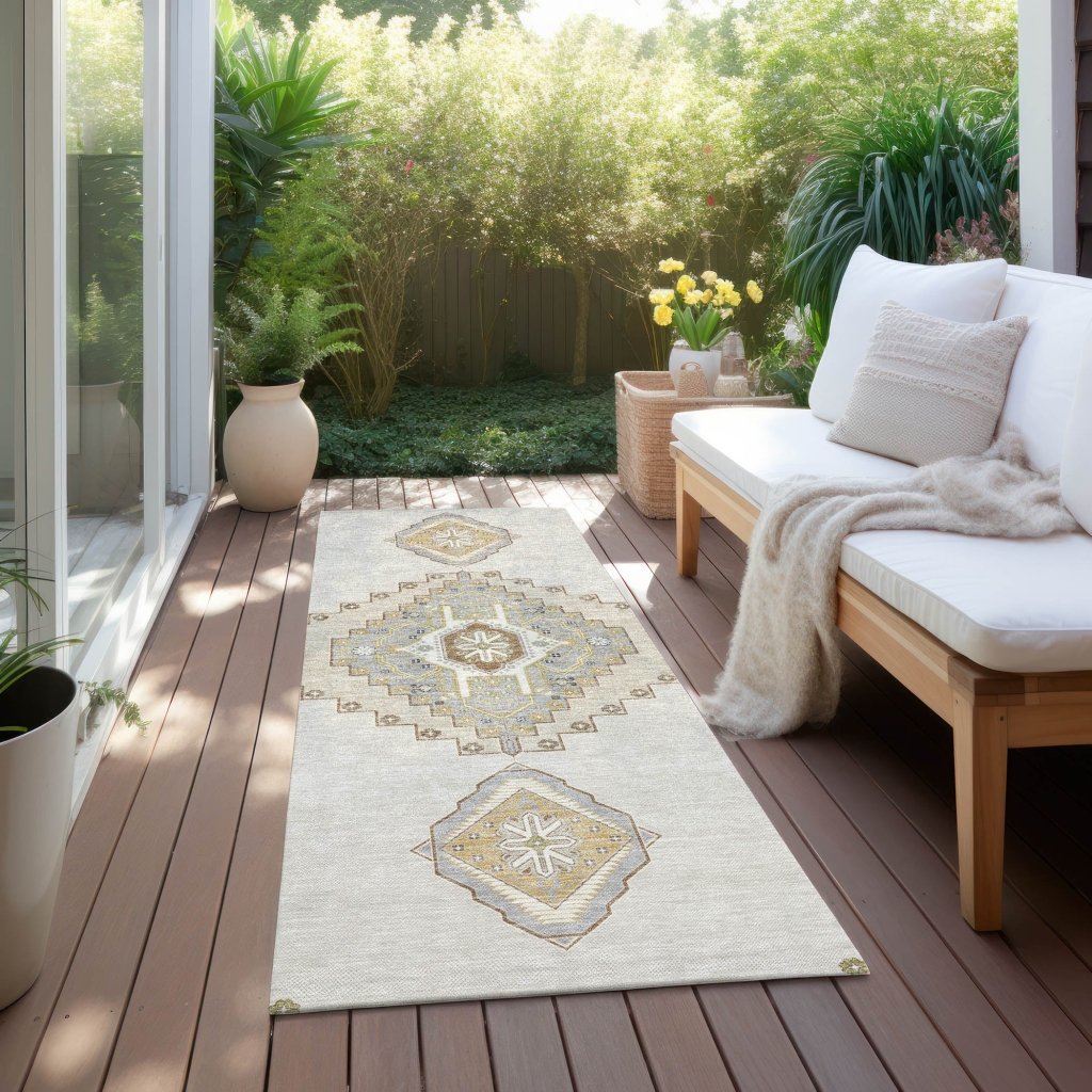 LOOMLAN Rugs Elira Ivory Washable Indoor-Outdoor Rug