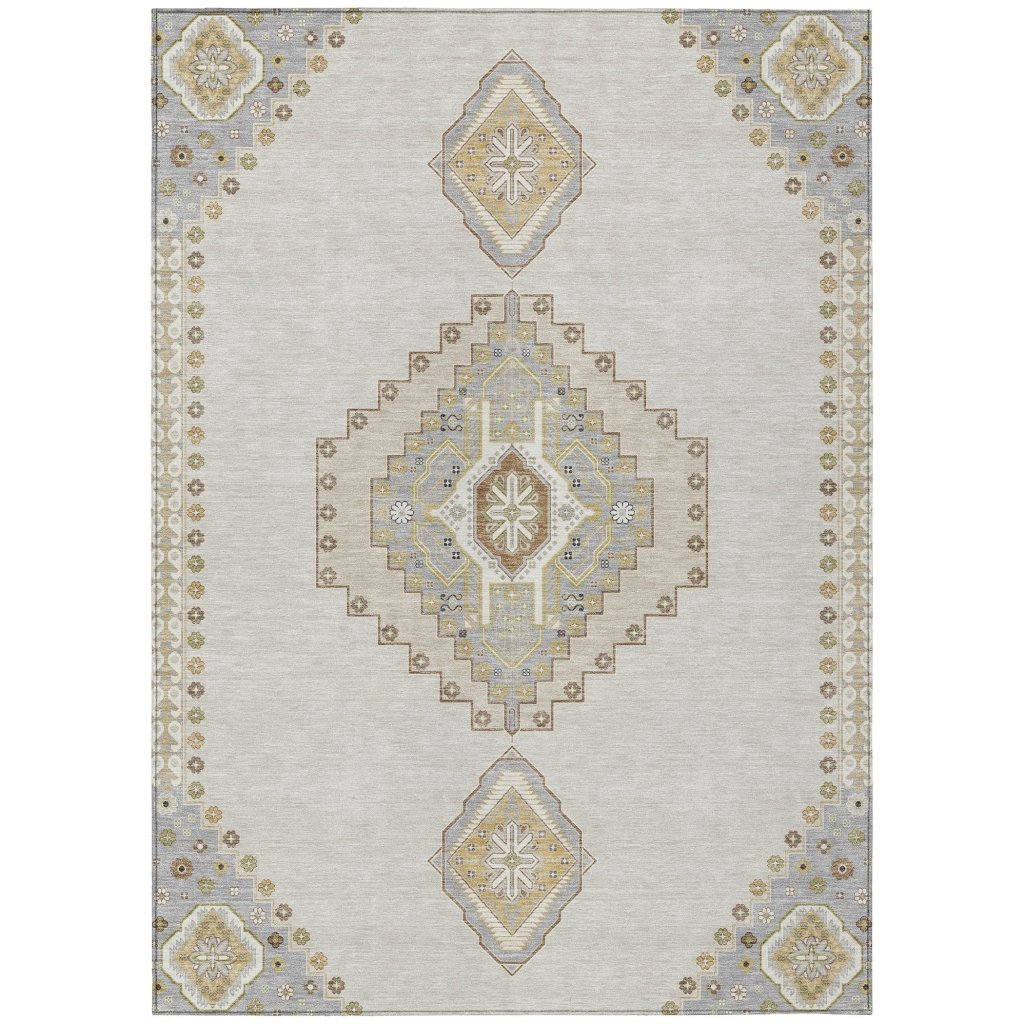 LOOMLAN Rugs Elira Ivory Washable Indoor-Outdoor Rug