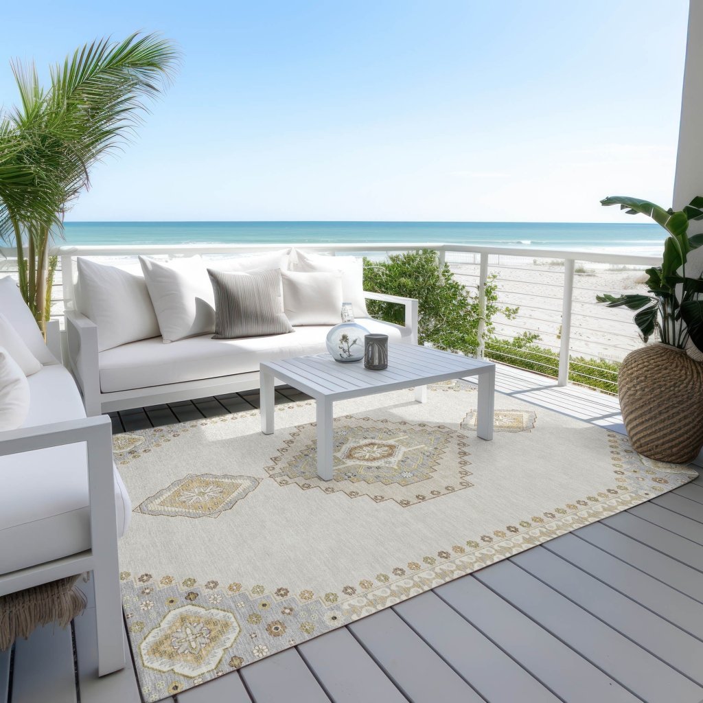 LOOMLAN Rugs Elira Ivory Washable Indoor-Outdoor Rug
