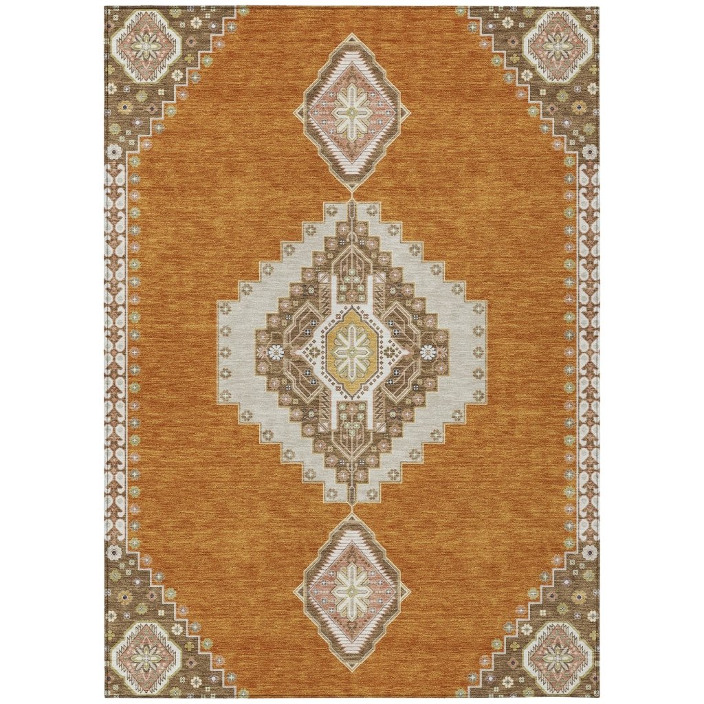 LOOMLAN Rugs Elira Orange Washable Indoor-Outdoor Rug