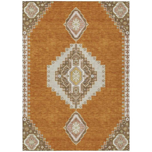 LOOMLAN Rugs Elira Orange Washable Indoor-Outdoor Rug