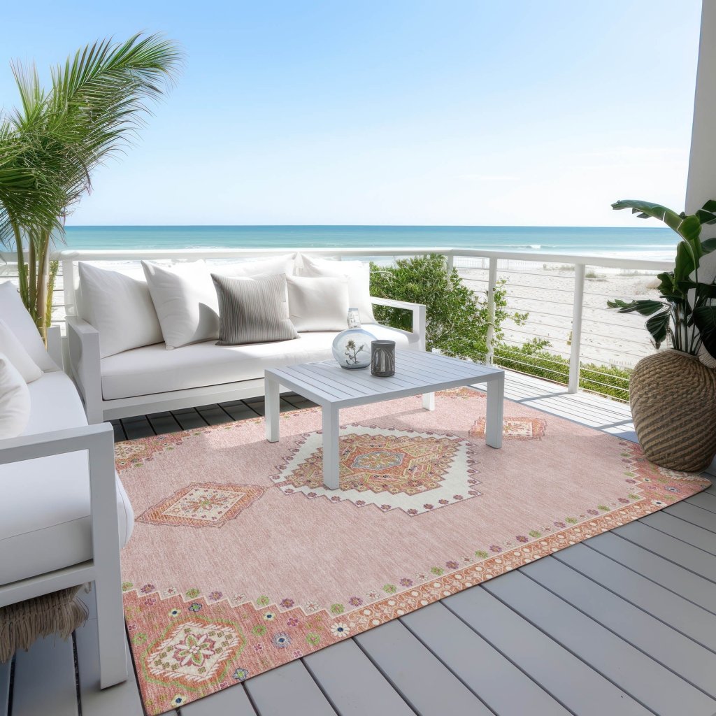 LOOMLAN Rugs Elira Pink Washable Indoor-Outdoor Rug