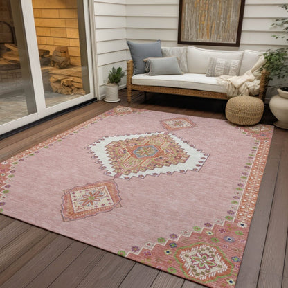 LOOMLAN Rugs Elira Pink Washable Indoor-Outdoor Rug
