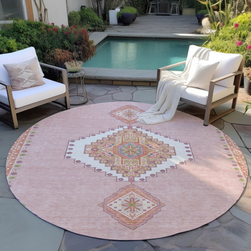 LOOMLAN Rugs Elira Pink Washable Indoor-Outdoor Rug
