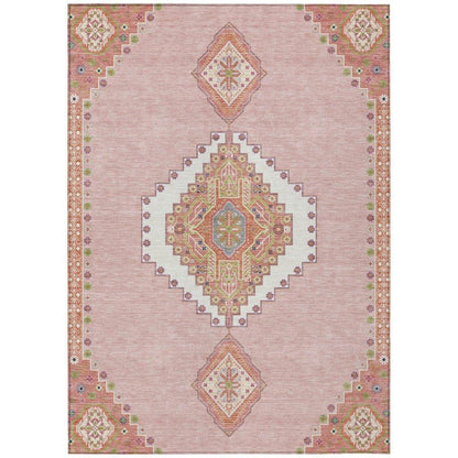 LOOMLAN Rugs Elira Pink Washable Indoor-Outdoor Rug