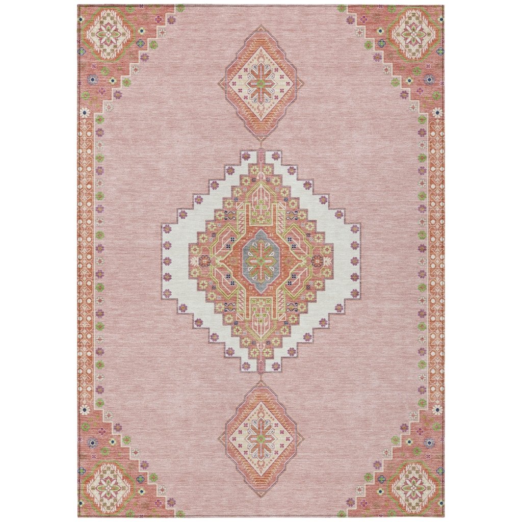 LOOMLAN Rugs Elira Pink Washable Indoor-Outdoor Rug