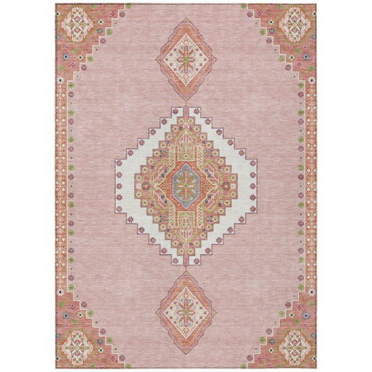 LOOMLAN Rugs Elira Pink Washable Indoor-Outdoor Rug
