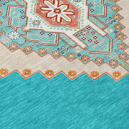 LOOMLAN Rugs Elira Teal Washable Indoor-Outdoor Rug