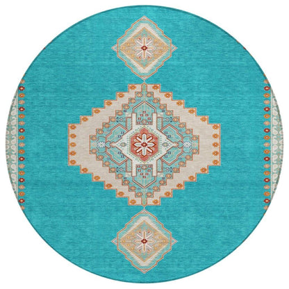 LOOMLAN Rugs Elira Teal Washable Indoor-Outdoor Rug