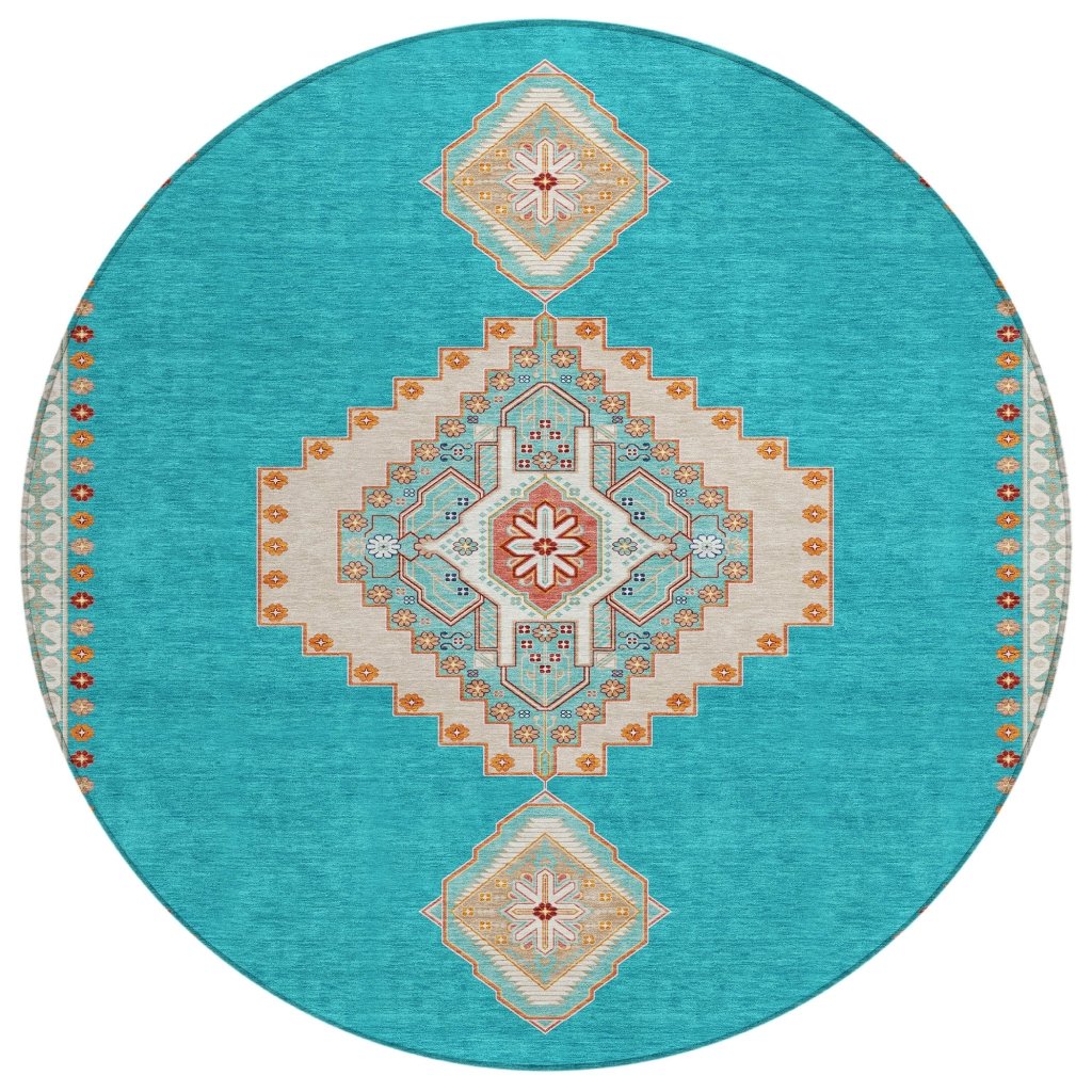 LOOMLAN Rugs Elira Teal Washable Indoor-Outdoor Rug