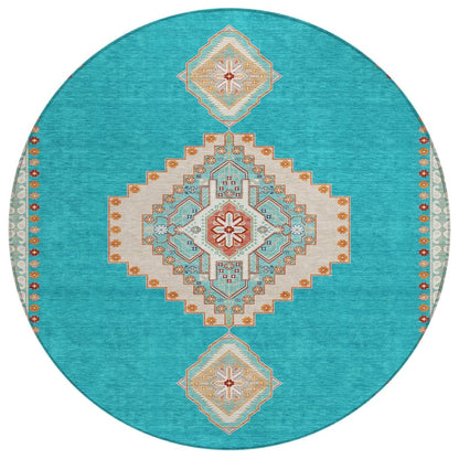 LOOMLAN Rugs Elira Teal Washable Indoor-Outdoor Rug