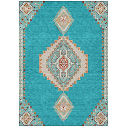 LOOMLAN Rugs Elira Teal Washable Indoor-Outdoor Rug