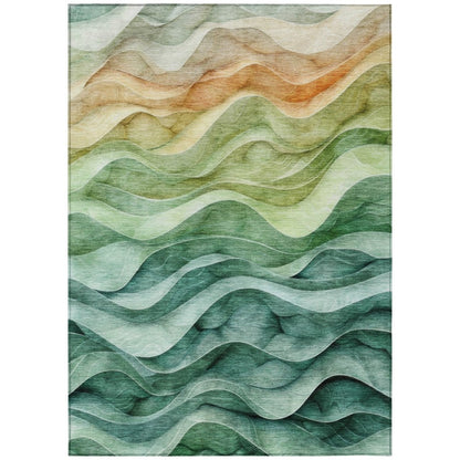 LOOMLAN Rugs Elissar Teal Washable Indoor-Outdoor Rug