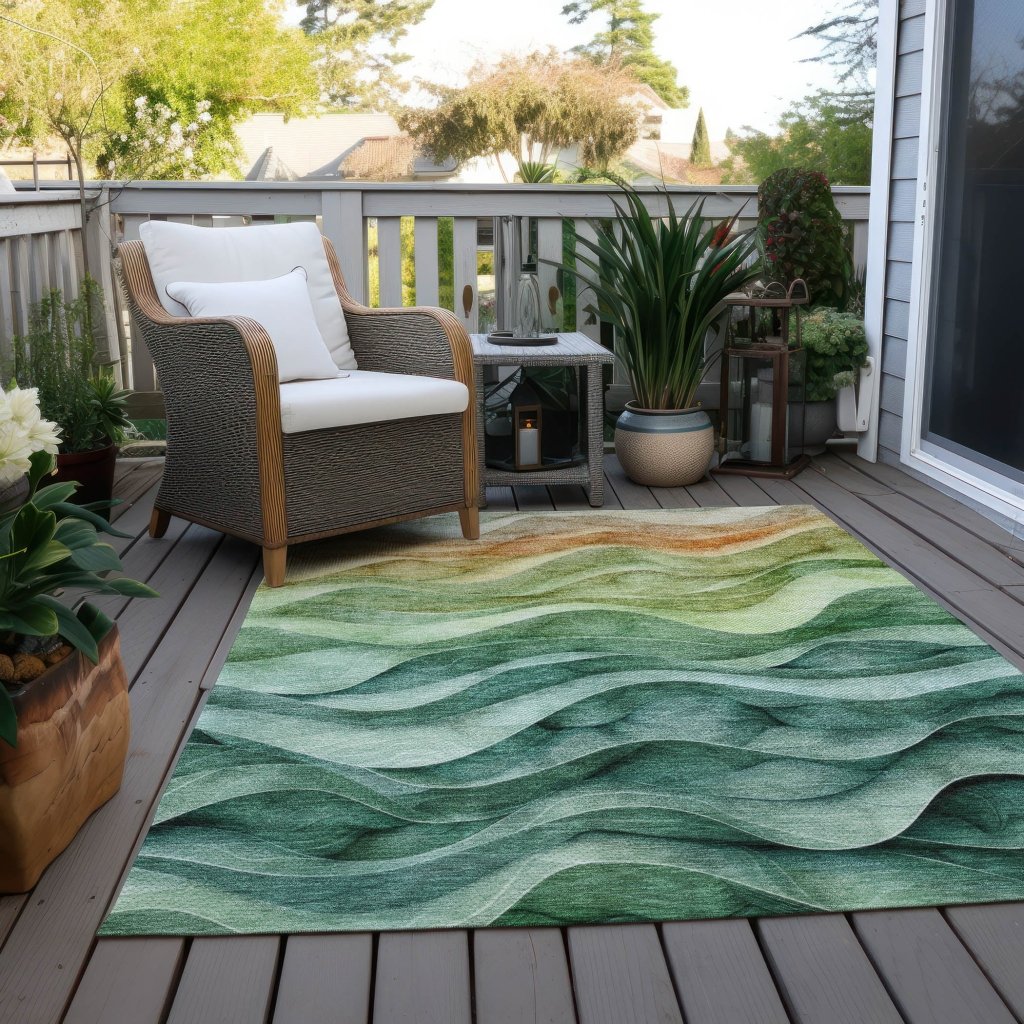LOOMLAN Rugs Elissar Teal Washable Indoor-Outdoor Rug