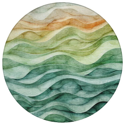 LOOMLAN Rugs Elissar Teal Washable Indoor-Outdoor Rug