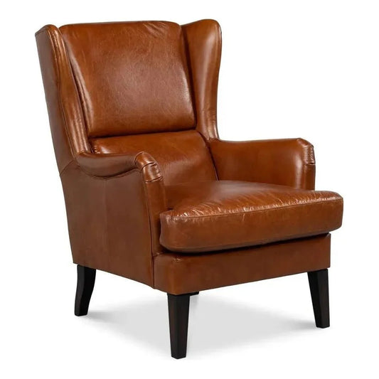 Sarreid Elite Wing Luxurious Leather Armchair