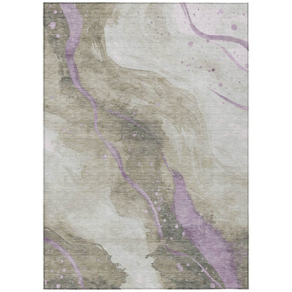 LOOMLAN Rugs Elithra Brown Washable Indoor-Outdoor Rug