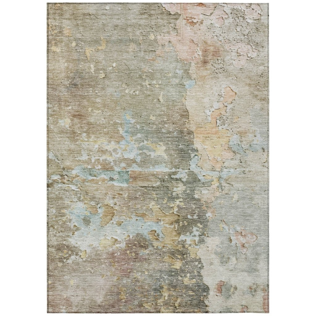 LOOMLAN Rugs Ellior Brown Washable Indoor-Outdoor Rug