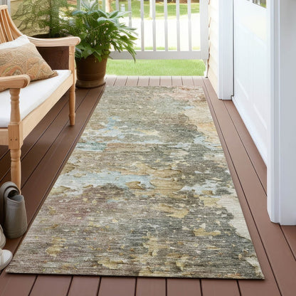 LOOMLAN Rugs Ellior Brown Washable Indoor-Outdoor Rug