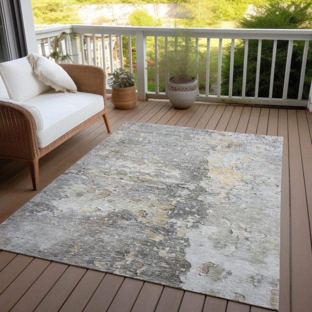 LOOMLAN Rugs Ellior Gray Washable Indoor-Outdoor Rug