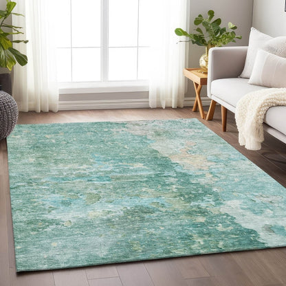 LOOMLAN Rugs Ellior Green Washable Indoor-Outdoor Rug