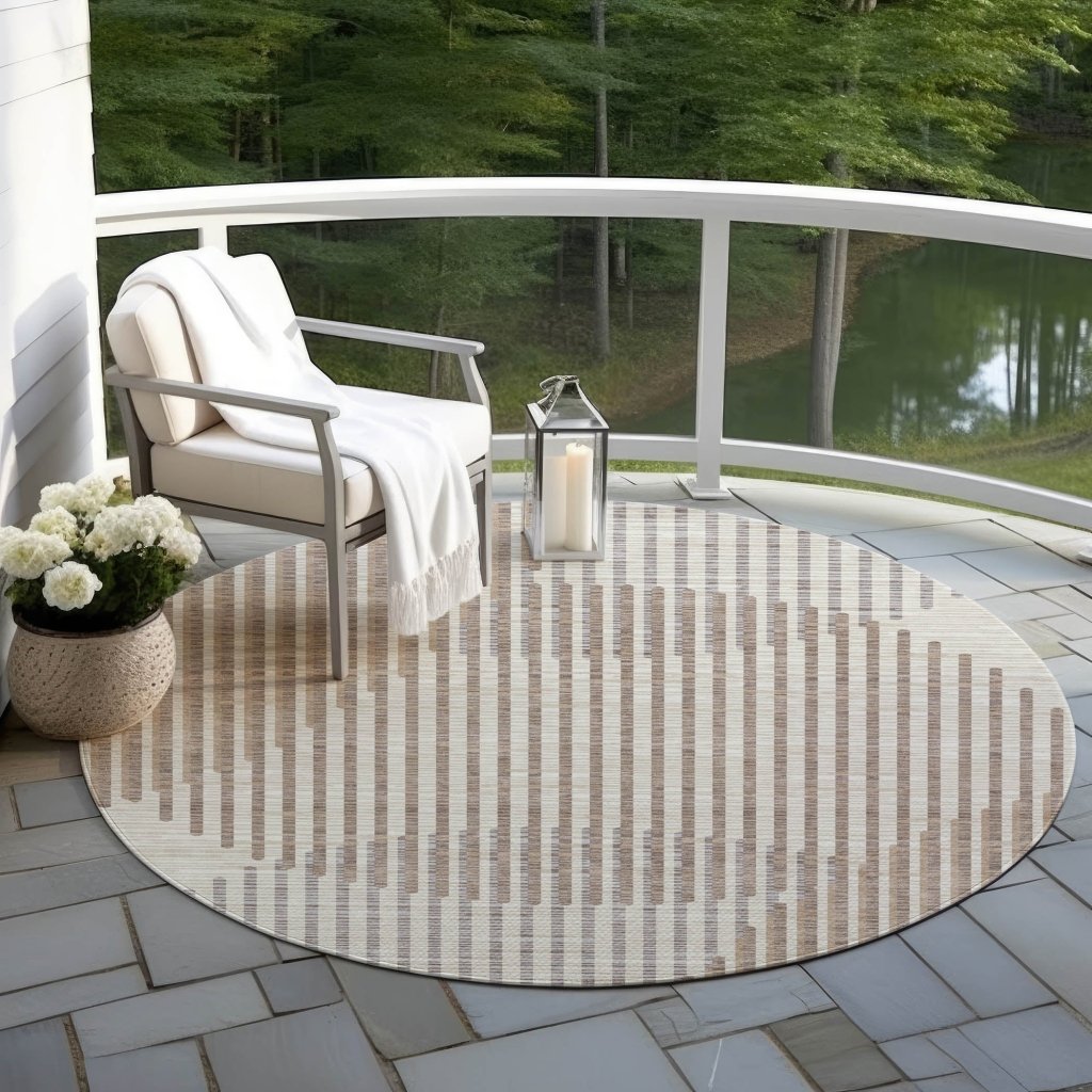 LOOMLAN Rugs Elowen Beige Washable Indoor-Outdoor Rug