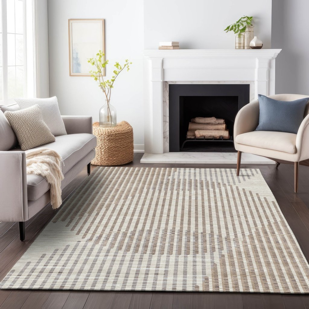 LOOMLAN Rugs Elowen Beige Washable Indoor-Outdoor Rug