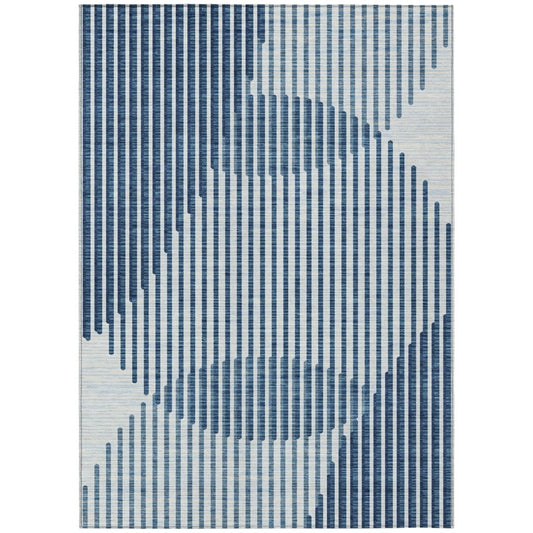 LOOMLAN Rugs Elowen Blue Washable Indoor-Outdoor Rug