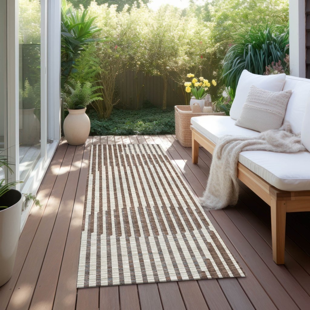 LOOMLAN Rugs Elowen Brown Washable Indoor-Outdoor Rug