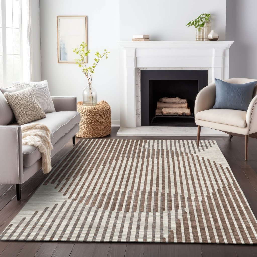 LOOMLAN Rugs Elowen Brown Washable Indoor-Outdoor Rug