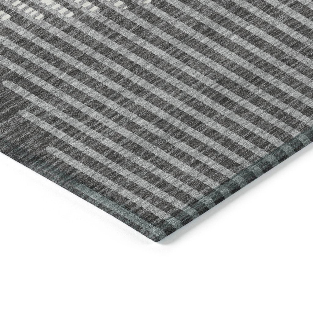 LOOMLAN Rugs Elowen Charcoal Washable Indoor-Outdoor Rug