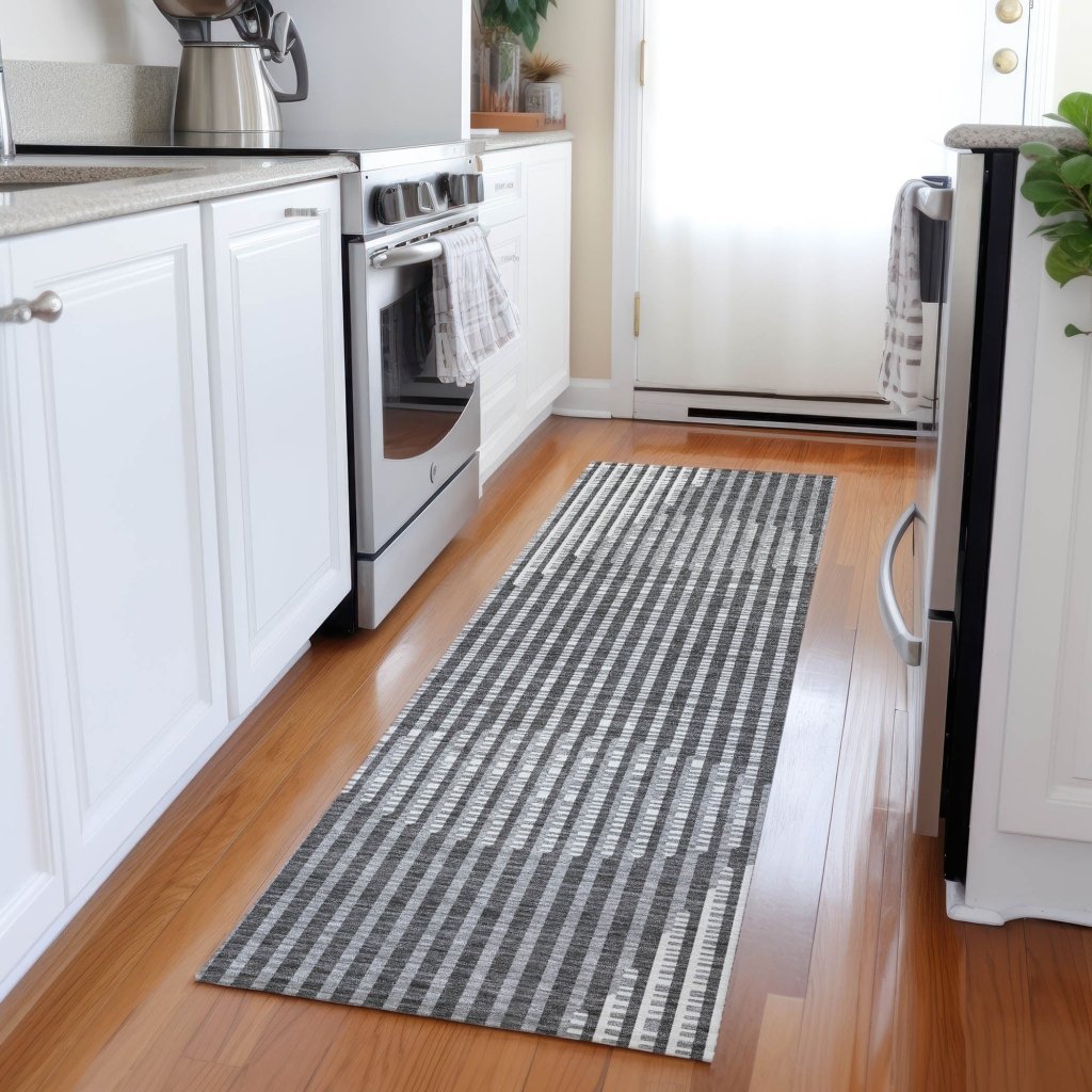 LOOMLAN Rugs Elowen Charcoal Washable Indoor-Outdoor Rug