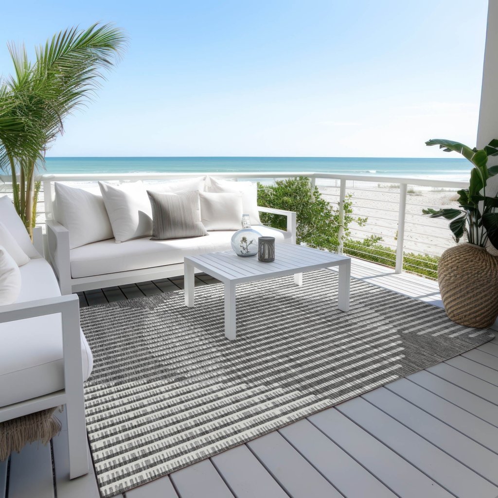 LOOMLAN Rugs Elowen Charcoal Washable Indoor-Outdoor Rug