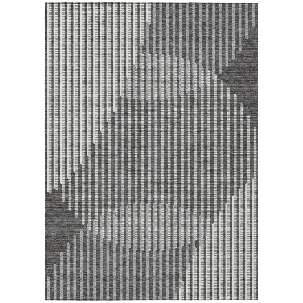 LOOMLAN Rugs Elowen Charcoal Washable Indoor-Outdoor Rug