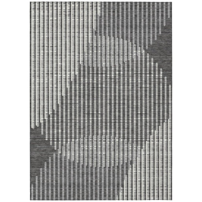 LOOMLAN Rugs Elowen Charcoal Washable Indoor-Outdoor Rug