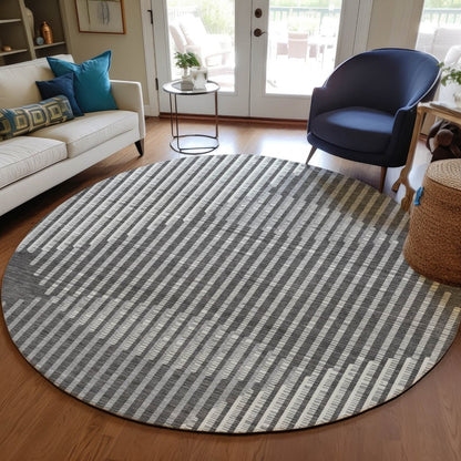 LOOMLAN Rugs Elowen Charcoal Washable Indoor-Outdoor Rug