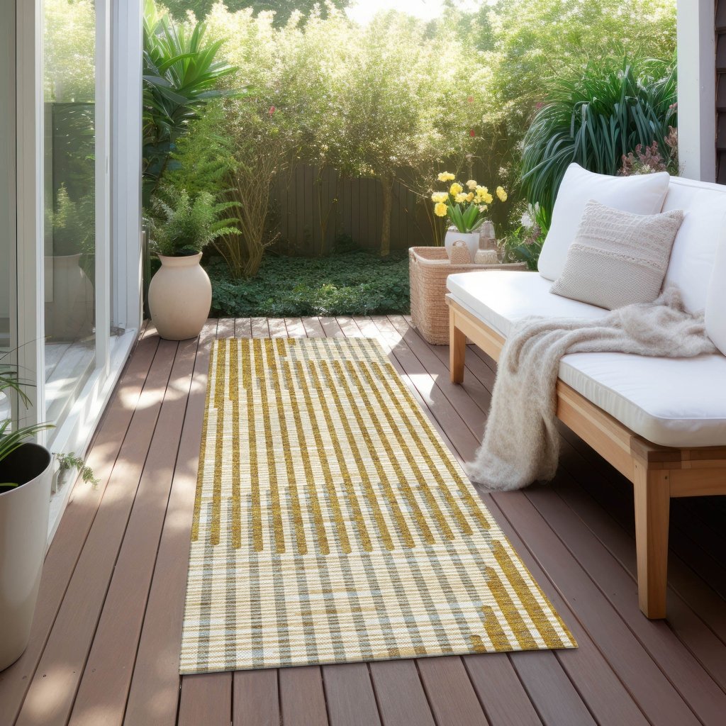 LOOMLAN Rugs Elowen Gold Washable Indoor-Outdoor Rug