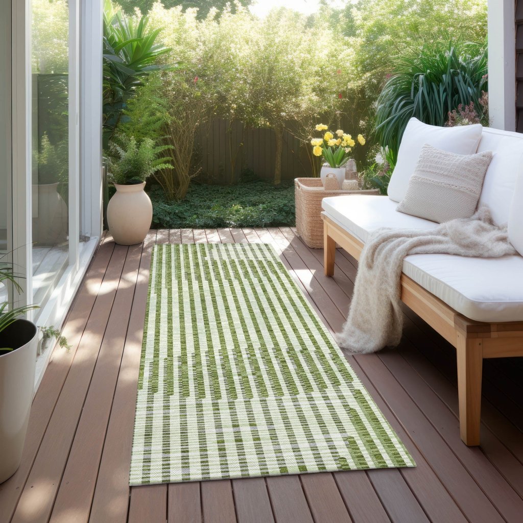 LOOMLAN Rugs Elowen Green Washable Indoor-Outdoor Rug