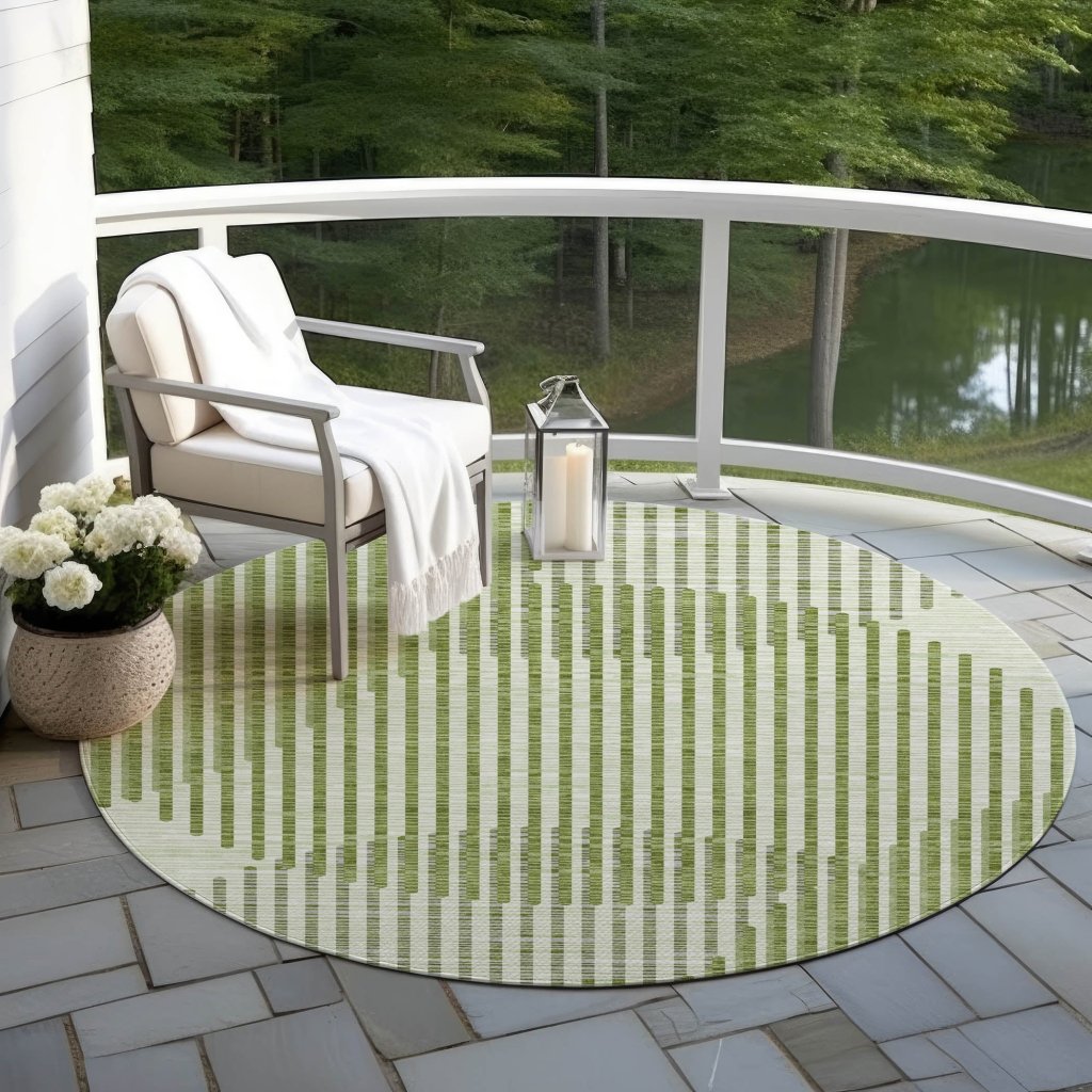 LOOMLAN Rugs Elowen Green Washable Indoor-Outdoor Rug