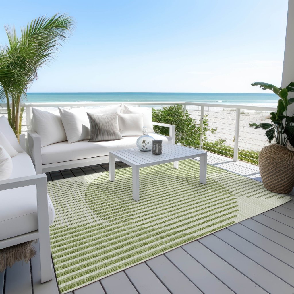 LOOMLAN Rugs Elowen Green Washable Indoor-Outdoor Rug