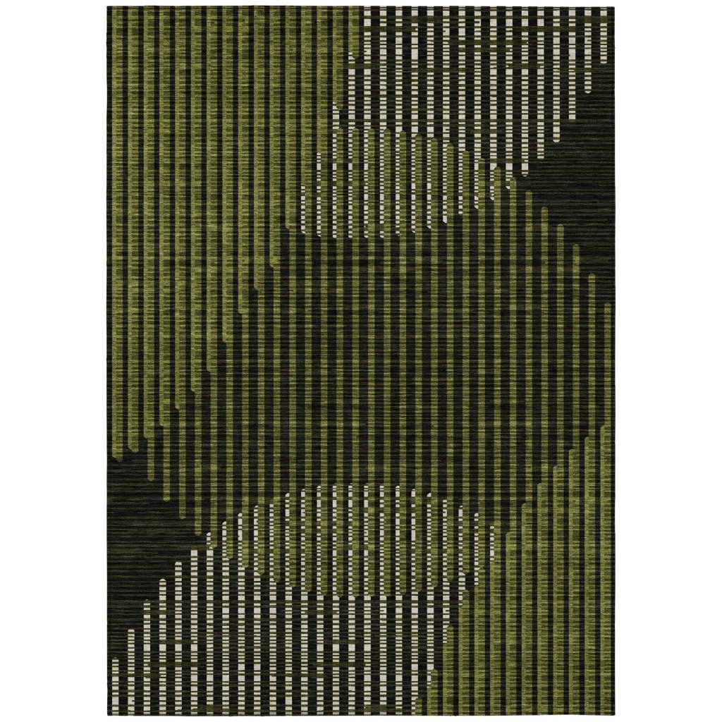 LOOMLAN Rugs Elowen Olive Washable Indoor-Outdoor Rug