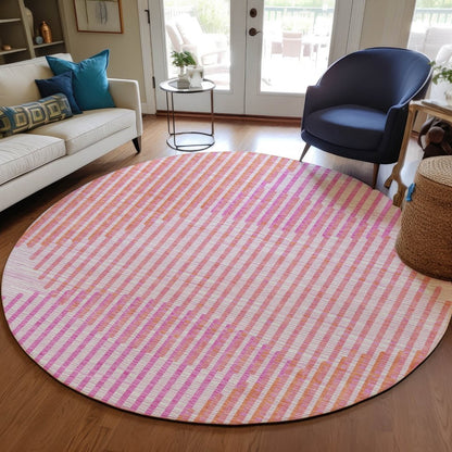 LOOMLAN Rugs Elowen Pink Washable Indoor-Outdoor Rug