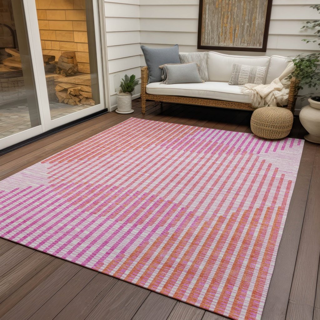 LOOMLAN Rugs Elowen Pink Washable Indoor-Outdoor Rug