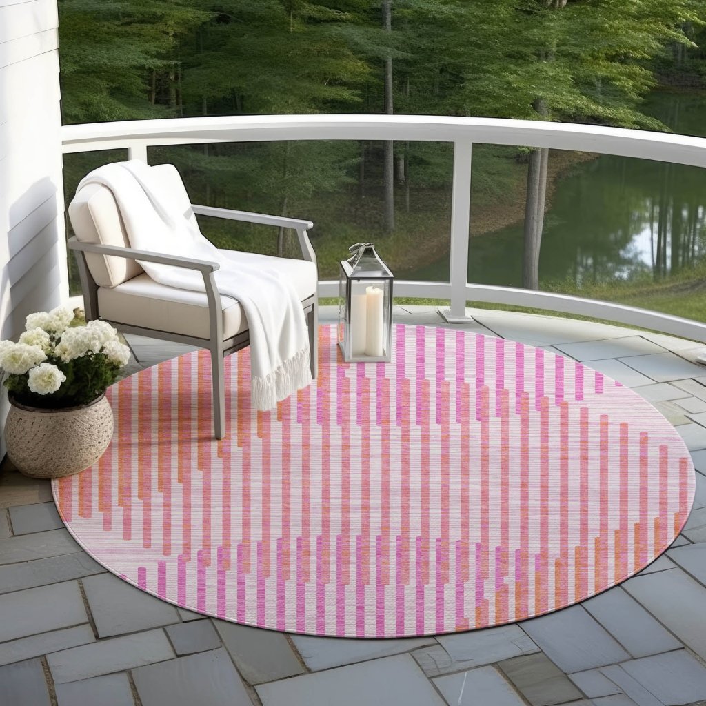 LOOMLAN Rugs Elowen Pink Washable Indoor-Outdoor Rug
